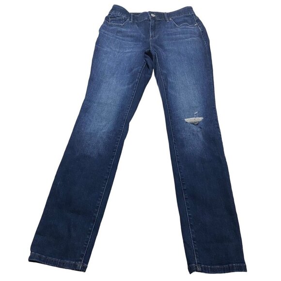 Chicos Secret Stretch Jeggings Women Dark Wash Jeans Sz 2 x30 NWT Ripped Denim - Picture 1 of 13